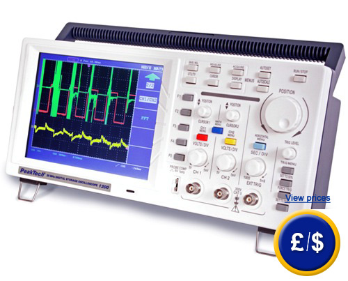 The Digital Tabletop Oscilloscope PKT-1200 with a bandwidth of up to 25 MHz.