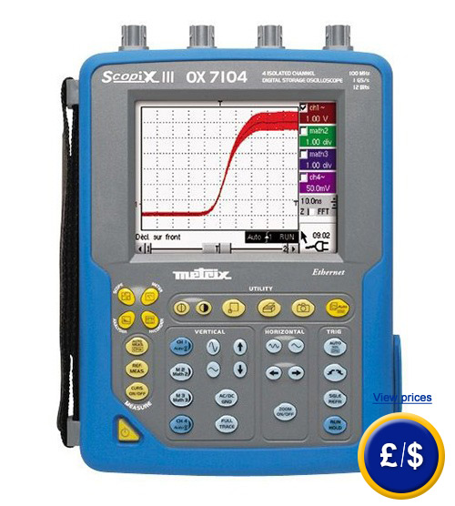 The DSO Oscilloscope Scopix OX7104 with two seperate galvanic channels