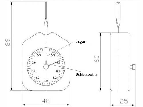 PCE-HTD series dynamometer: Dimensions.