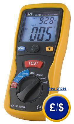 PCE-ERT 10 series earth resistance meter is a handheld instrument used to determine quickly and easily earth and ground resistance.