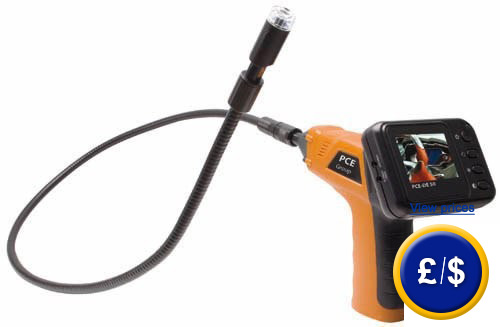 Flexible endoscope with LCD display.