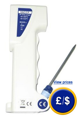 PCE-IR 100 food thermometer to quickly test the surface temperature of food without risk of contamination.