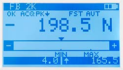 Force Meter PCE-FB series: display overview