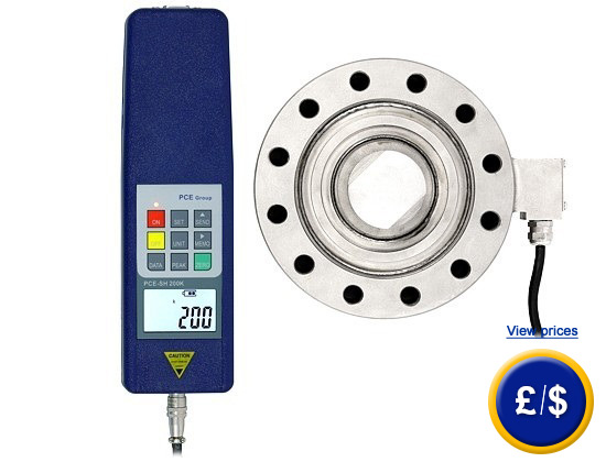 PCE-SH 200K force meter with external dynamometric cell for measuring traction and compression.