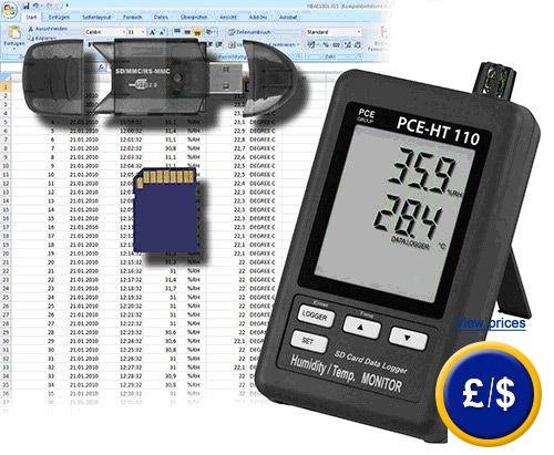 PCE-HT 110 humity meter for temperature and relative humidity  (with a large display and memory).