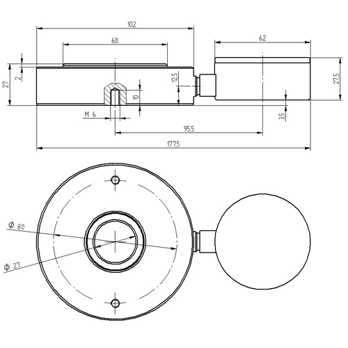 Hydraulic Force Meter PCE-HFG series dimensions