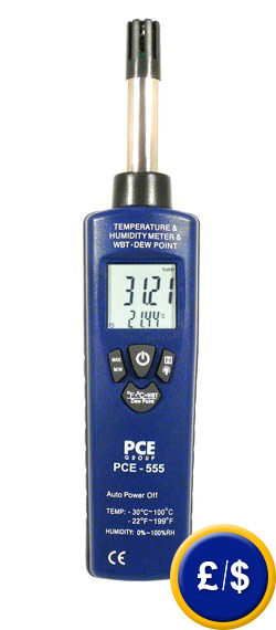 the PCE-555 hydrometer to take quicker measurements of humidity and temperature.