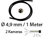 Cable for industrial endoscopes with a switchable front and side camera.