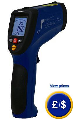 The PCE-891 infrared thermometer has a temperature range from -50 ºC up to 1200 ºC (PCE-891) and from -50 ºC up to 2200 ºC (PCE-892).