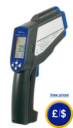 PCE-IR 425 infrared thermometer with accurate optics, laser pointer and quick response time.