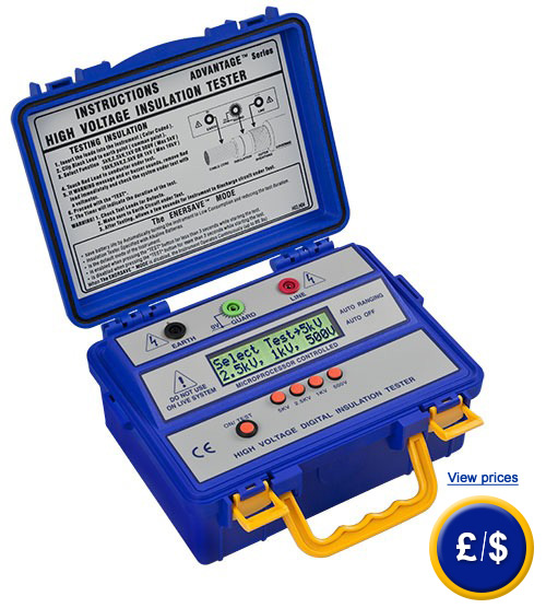 insulation meter for high tension up to 5000 or up to 10,000 volts.