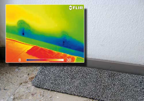 Inspection of walls with respect to moisture with IR camera Flir B series.