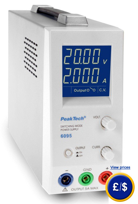 Laboratory Power Supply - PKT 6095 with an adjustable output voltage range of 0 ... 20 V DC.