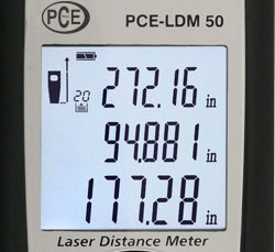 PCE-LDM 50 laser distance meter: Large LCD display animation