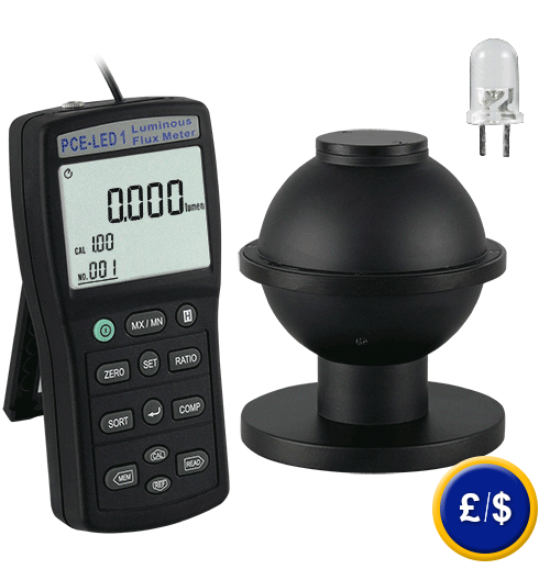 PCE-LED 1 Light Meter used to check LEDs by means of an external sensor.