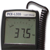 View of the PCE-L335 lux meter display taking a measurement in lux units.