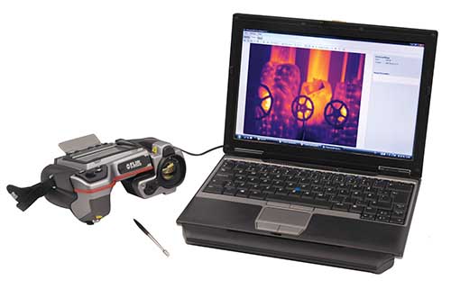 Connection of the maintenance camera Flir T-series with a laptop.