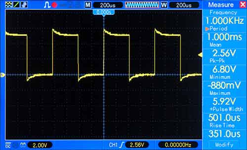 Memory oscilloscope PCE-DSO5000 series display