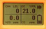View of the top of the gas meter TETRA/LCD