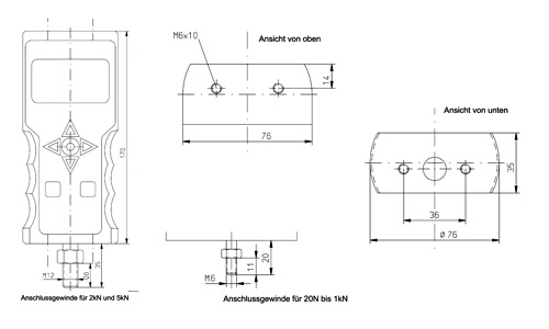 Dimensions of the Mobile Force Meter PCE-MMT I