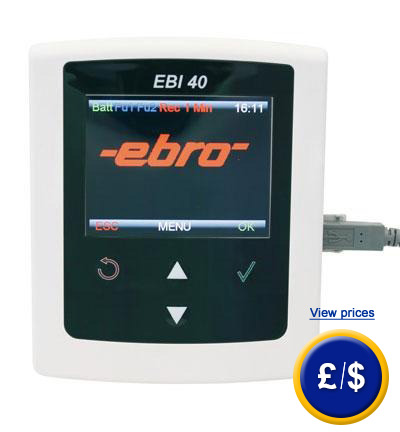 Multi-channel Temperature Data Logger series EBI 40 with 6 or 12 temperature channels.