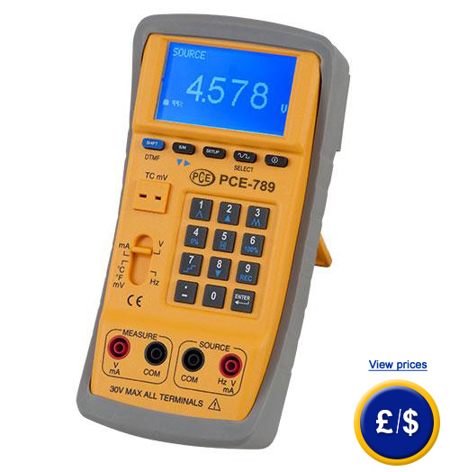 Multifunction Calibrator - PCE 789 for measuring and simulating process signals.