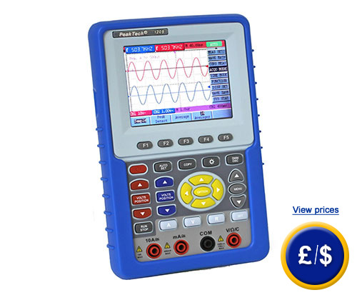 The Oscilloscope (handheld) PKT-1195 is a device that combine a 2 channel oscilloscope data logger and a TRMS multimeter