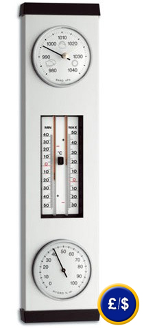 Outdoor barometer, thermometer and hygrometer, with humidity