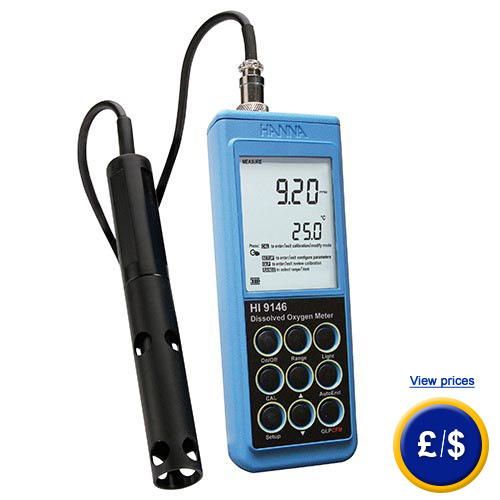 Oxygen Meter for Water - HI 9146-04/10 to measure the oxygen content of water on hot spots.