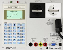PAT Tester Safetytest 1L User interface