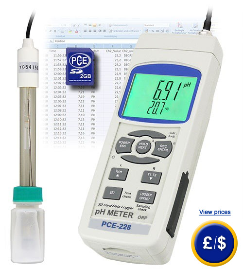 The PCE-228 pH-meter includes the pH PE 03 electrode