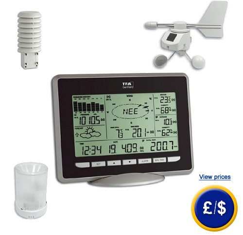 Professional Weather Centre Primus with wireless broadcast of data up to 100 meters.