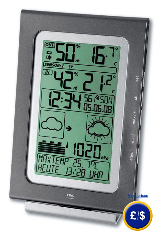 Professional Wireless Weather Station Smart with weather forecast and visual display of weather tendency .
