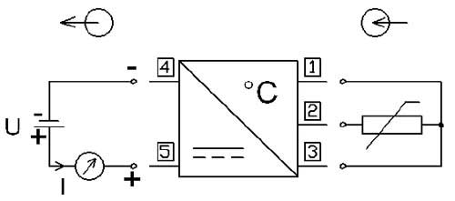 Connection diagram of the PT-100 converter PCE P17PT