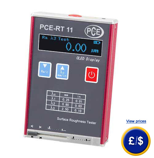 The Roughness Tester PCE-RT-11 for accurate determination of roughness according to Ra, Rz, Rq and Rt.