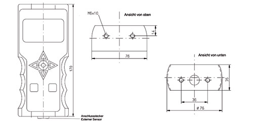 Dimensions of the Tensile Force Gauge PCE-MMT E