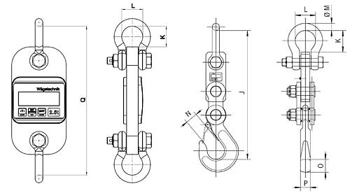 Tension Tester TZL, technical subscription with shackle 