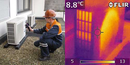 Inspection of air handling unit with thermographic camera Flir i3 / i5 / i7.