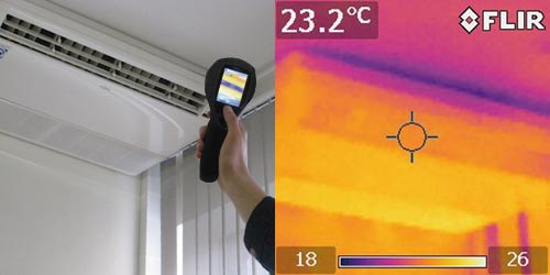 Inspection of air conditioner with thermography camera Flir i3 / i5 / i7.