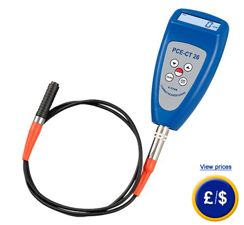 Thickness Gauge PCE-CT 26 with external sensor to test coating thickness on metal surfaces.