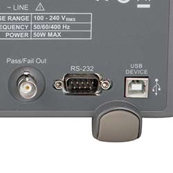 Backside of the two channel portable oscilloscope PCE-SDS 10xx series