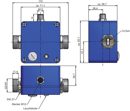 PCE-VUS ultrasonic flow meter: Dimensions