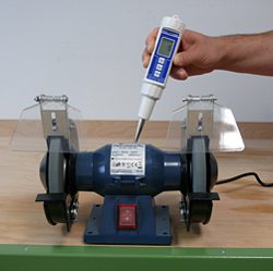 Here you will see a vibration analyzer testing a machine.