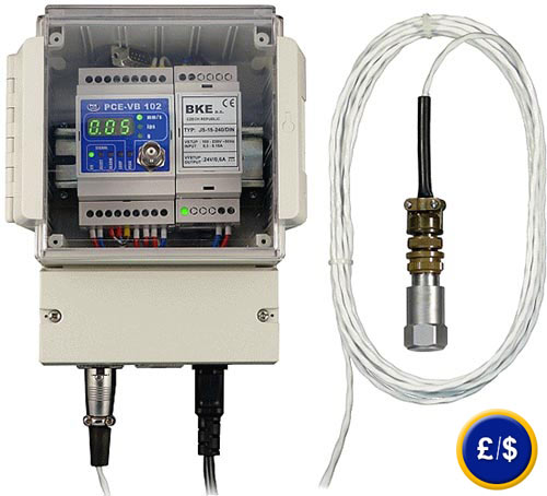 PCE-VB 102 vibration meter for the control of vibration velocity.