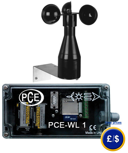 The Wind Recorder - PCE-WL 1 is a perfect tool to measure and store the wind speed for a long time.