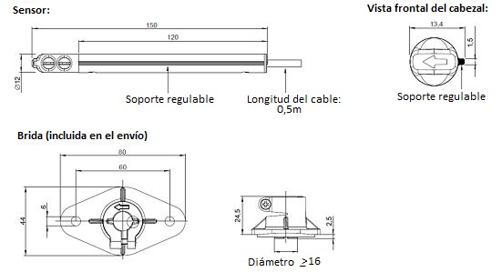 Dimensions of the EE 575 air flow transducer