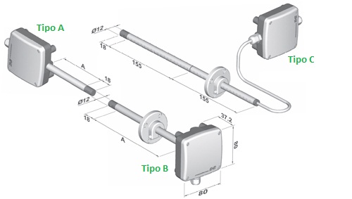 Dimensions of the EE 65 air flow transducer