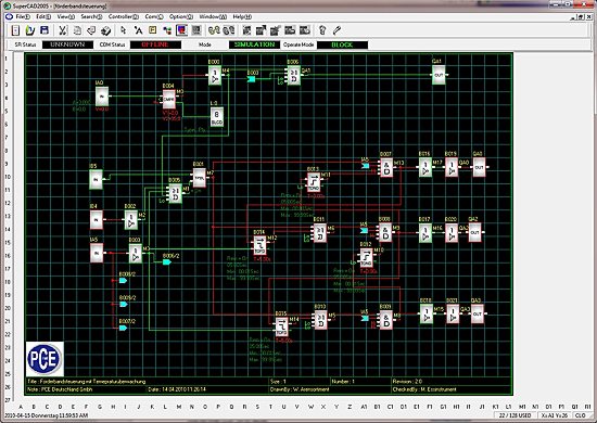 At the following image, you can see a simulation with a SR12-MTDC logic module in a transport belt.